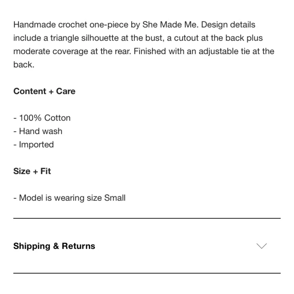 NWT!! She Made Me - Essential Crochet One-Piece Swimsuit Size Small - Picture 3 of 9